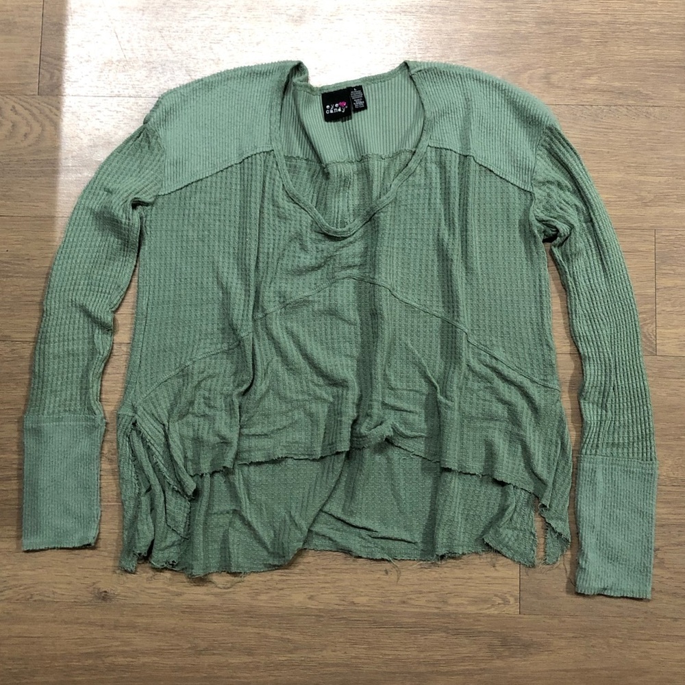 Mint Cropped Waffle Knit Top